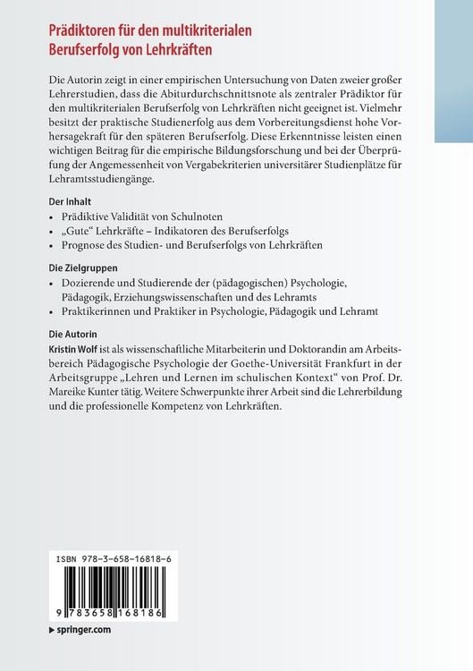 Produktbild: Pr&auml;diktoren f&uuml;r den multikriterialen Berufserfolg von Lehrkr&auml;ften