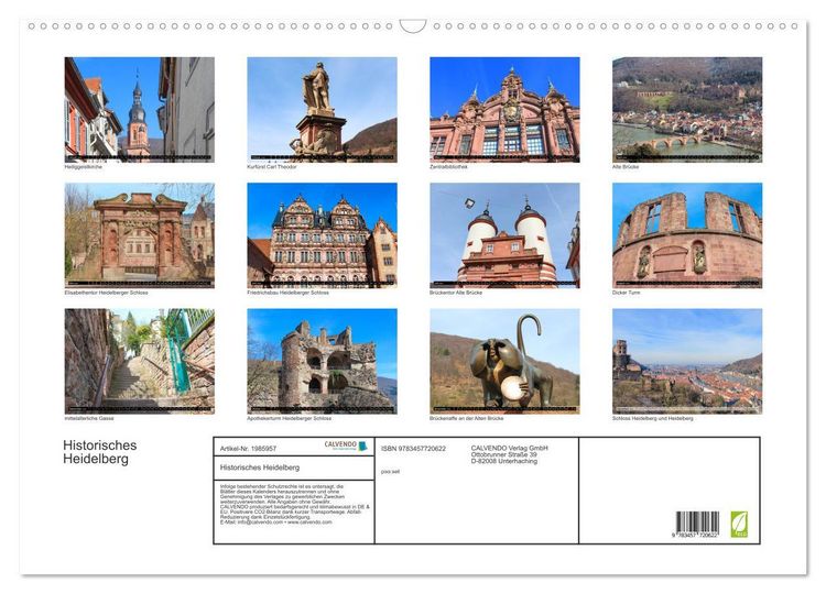 Produktbild: Historisches Heidelberg (Wandkalender 2026 DIN A2 quer), CALVENDO Monatskalender