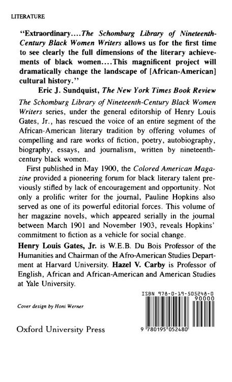 Produktbild: The Magazine Novels of Pauline Hopkins (Including Hagar's Daughter, Winona, and of One Blood)