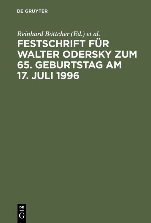 Produktbild: Festschrift f&uuml;r Walter Odersky zum 65. Geburtstag am 17. Juli 1996