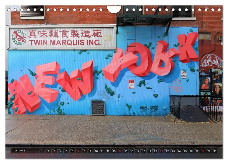 Produktbild: Stra&szlig;enkunst in New York - Graffiti und Murals (Wandkalender 2026 DIN A4 quer), CALVENDO Monatskalender