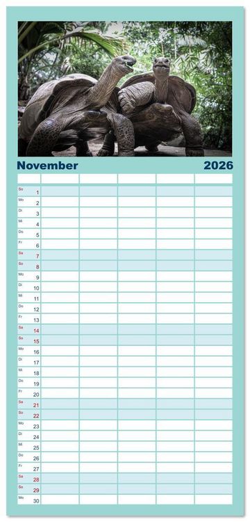Produktbild: Familienplaner 2026 - Seychellen - unterwegs mit Julia Hahn mit 5 Spalten (Wandkalender, 21 x 45 cm) CALVENDO