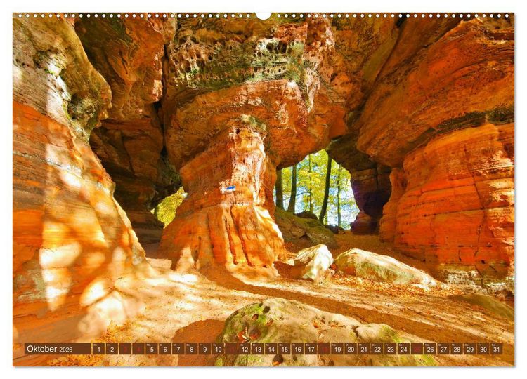 Produktbild: Der Altschlossfelsen - Gr&ouml;&szlig;te Felsformation der Pfalz im herbstlichen Farbspiel (hochwertiger Premium Wandkalender 2026 DIN A2 quer), Kunstdruck in Hochglanz