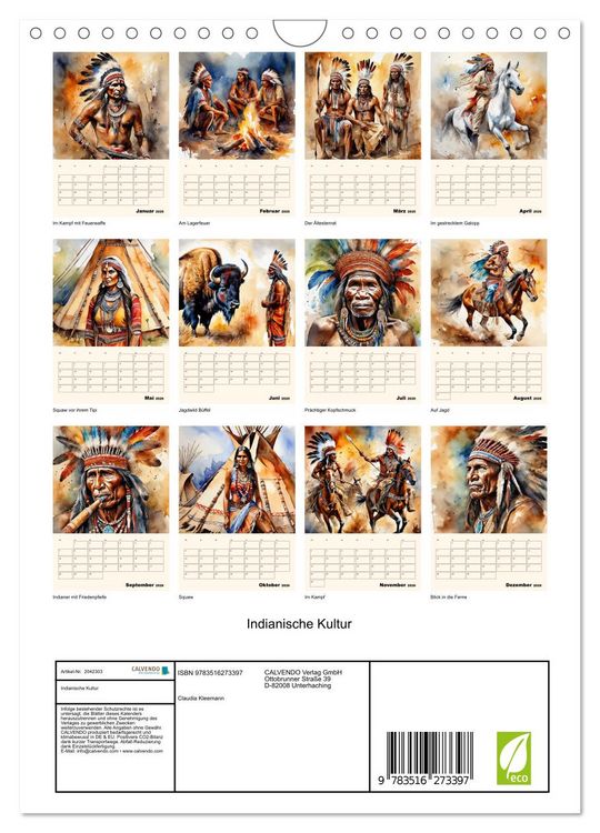 Produktbild: Indianische Kultur (Wandkalender 2026 DIN A4 hoch), CALVENDO Monatskalender