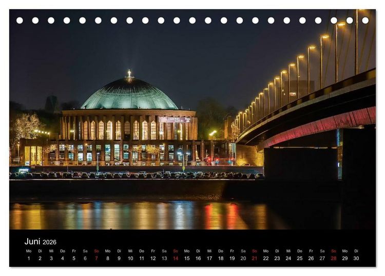 Produktbild: D&uuml;sseldorf - Ansichten am Abend (Tischkalender 2026 DIN A5 quer), CALVENDO Monatskalender