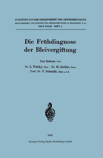 Produktbild: Die Fr&uuml;hdiagnose der Bleivergiftung