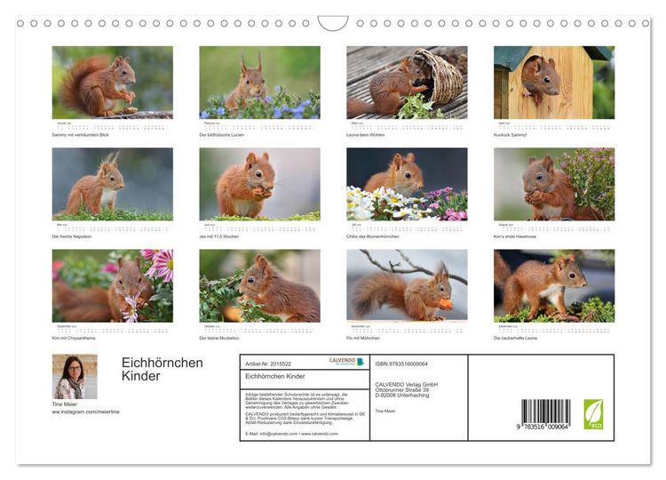 Produktbild: Eichh&ouml;rnchen Kinder (Wandkalender 2026 DIN A3 quer), CALVENDO Monatskalender