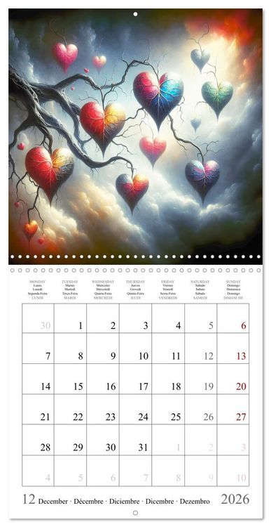 Produktbild: Branches du c&oelig;ur (Calendrier mural carr&eacute; 2026 30x30 cm) Calendrier double avec une page pour vos prises de notes