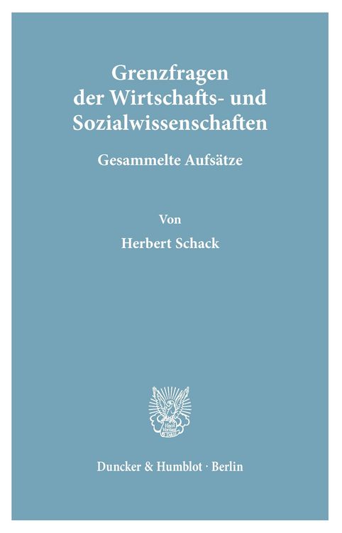 Produktbild: Grenzfragen der Wirtschafts- und Sozialwissenschaften.