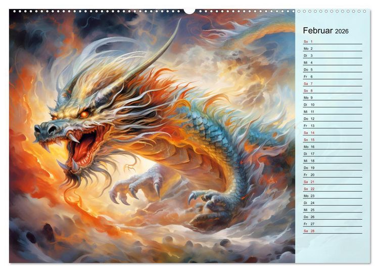 Produktbild: Drachen-Jahr - Kalenderplaner im Stile des chinesischen Tierkreiszeichens (Wandkalender 2026 DIN A2 quer), CALVENDO Monatskalender