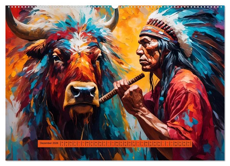 Produktbild: Amerikanische Ureinwohner - Bilder von Geschichten inspiriert (hochwertiger Premium Wandkalender 2026 DIN A2 quer), Kunstdruck in Hochglanz