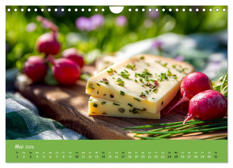 Produktbild: K&auml;sekalender - mit Gourmet K&auml;se und Platten durchs Jahr (Wandkalender 2026 DIN A4 quer), CALVENDO Monatskalender