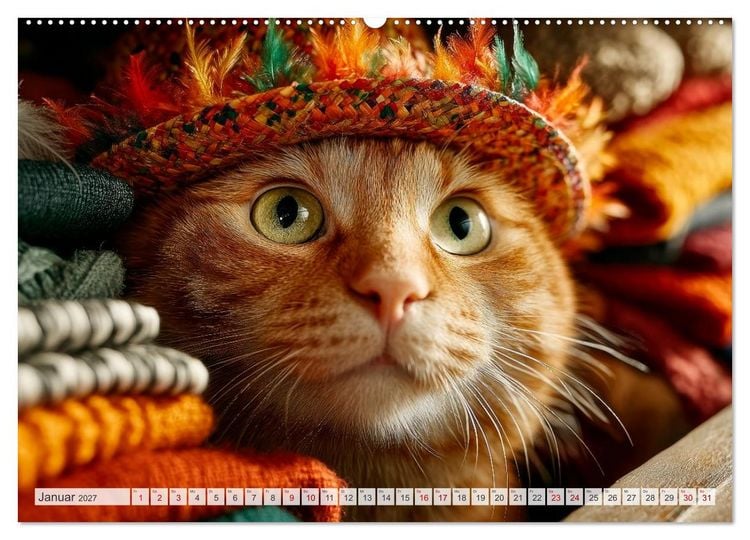 Produktbild: Katzen - Jeder Moment ein Abenteuer (hochwertiger Premium Wandkalender 2027 DIN A2 quer), Kunstdruck in Hochglanz