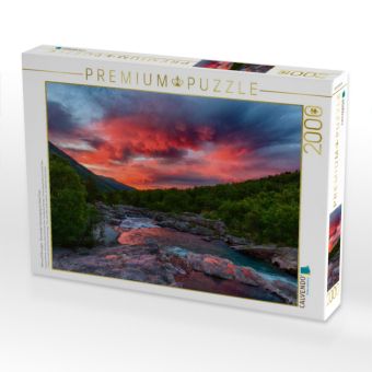 Produktbild: Sehnsucht Norwegen - Brennender Sonnerungang am Sv&aring;ne Fluss (Puzzle)