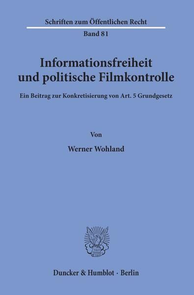 Produktbild: Informationsfreiheit und politische Filmkontrolle.