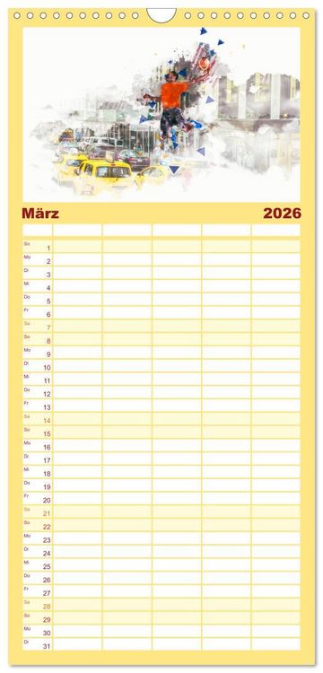 Produktbild: Familienplaner 2026 - Basketball Art mit 5 Spalten (Wandkalender, 21 x 45 cm) CALVENDO