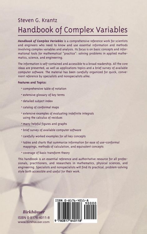 Produktbild: Handbook of Complex Variables