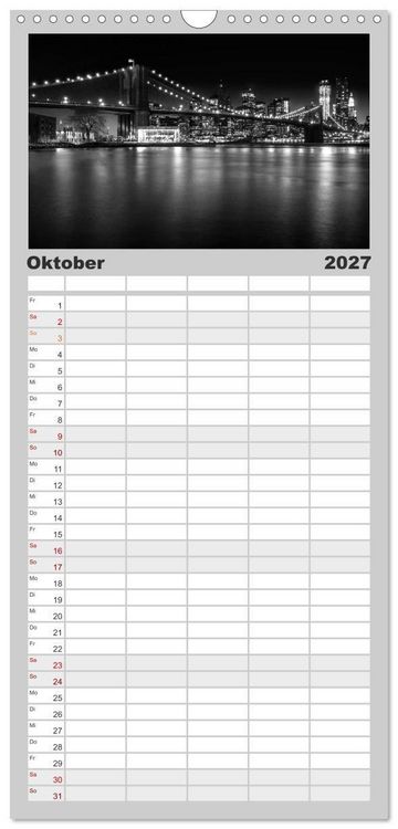 Produktbild: Familienplaner 2027 - New York &ndash; The Big Apple mit 5 Spalten (Wandkalender, 21 x 45 cm) CALVENDO