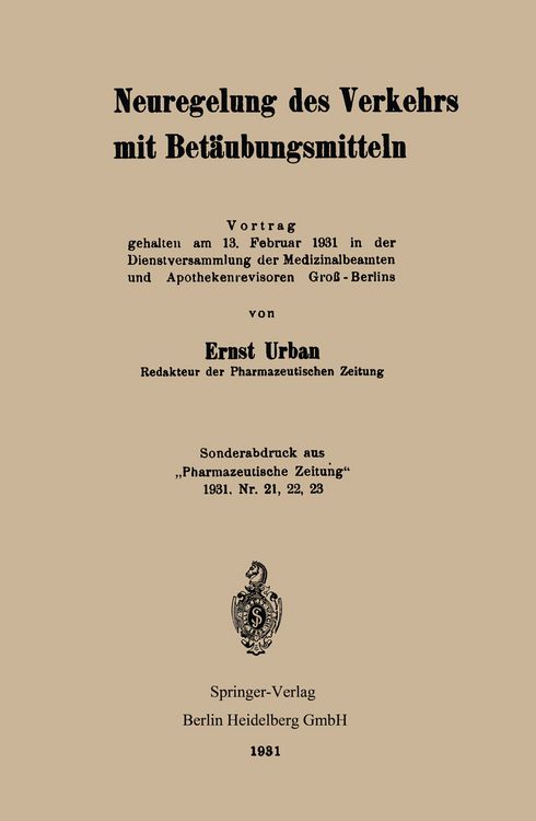 Produktbild: Neuregelung des Verkehrs mit Bet&auml;ubungsmitteln