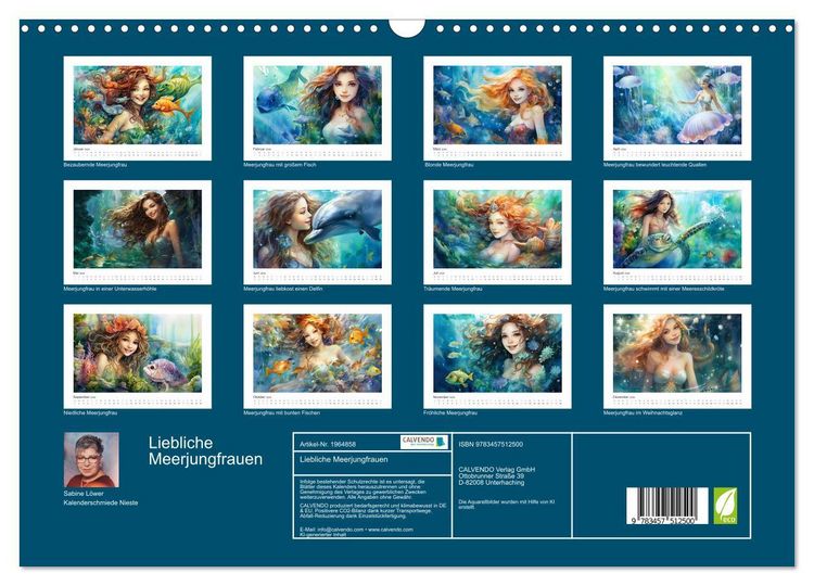 Produktbild: Liebliche Meerjungfrauen (Wandkalender 2026 DIN A3 quer), CALVENDO Monatskalender
