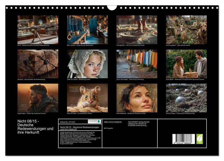 Produktbild: Nicht 08/15 - Deutsche Redewendungen und ihre Herkunft (Wandkalender 2026 DIN A3 quer), CALVENDO Monatskalender