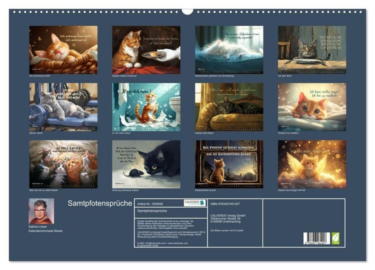 Produktbild: Samtpfotenspr&uuml;che (Wandkalender 2026 DIN A2 quer), CALVENDO Monatskalender