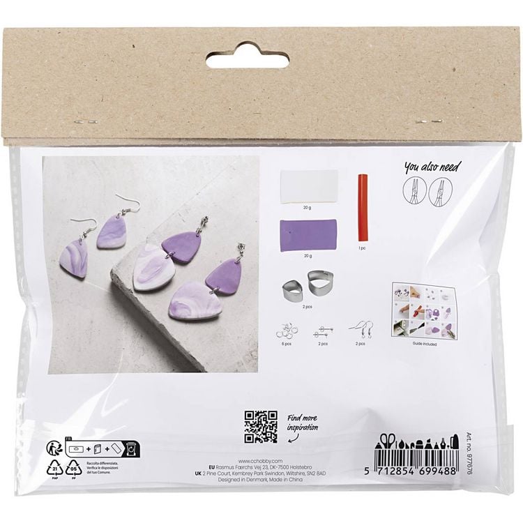 Produktbild: Creativ Company Mini Kreativ Set Schmuck, Marmorierte Ohrringe, Helllila