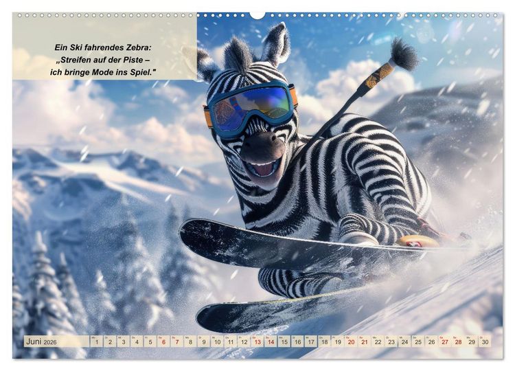 Produktbild: Tierisch lustige Skifahrer (Wandkalender 2026 DIN A2 quer), CALVENDO Monatskalender