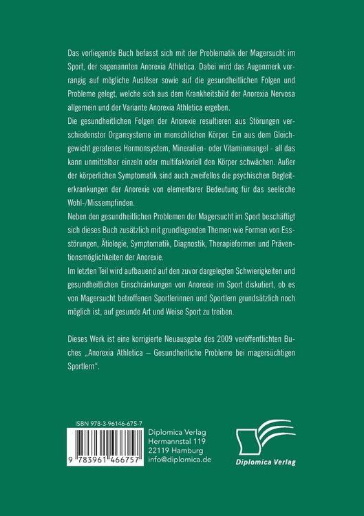 Produktbild: Sportanorexie. Folgen f&uuml;r die physische und psychische Gesundheit