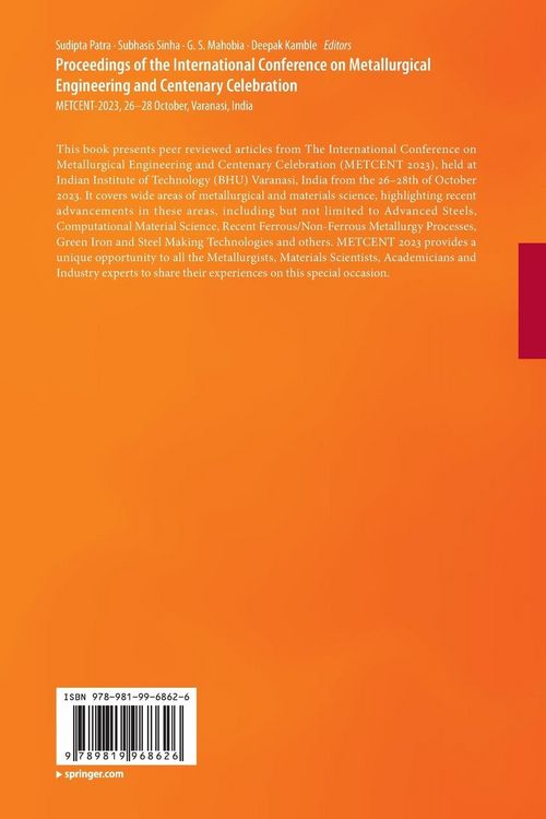 Produktbild: Proceedings of the International Conference on Metallurgical Engineering and Centenary Celebration