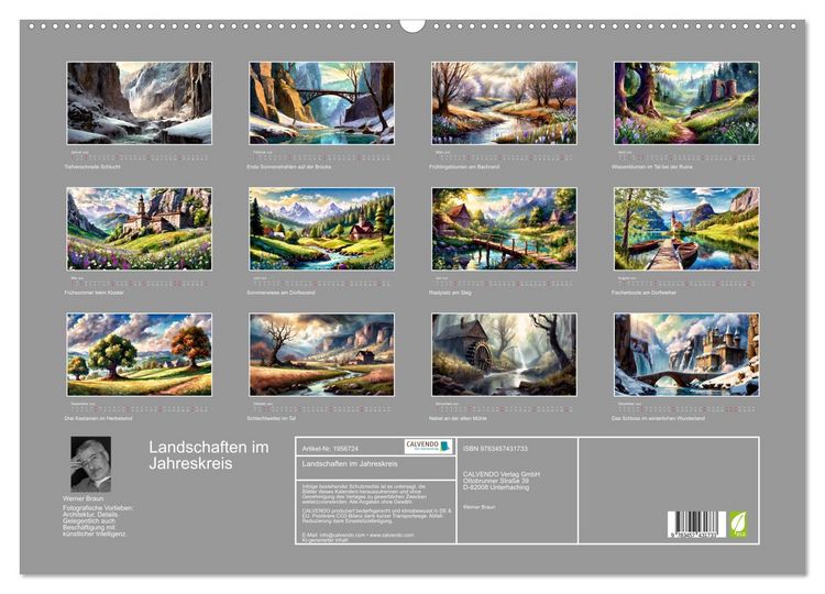 Produktbild: Landschaften im Jahreskreis (Wandkalender 2026 DIN A2 quer), CALVENDO Monatskalender
