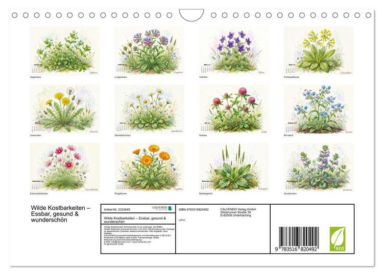 Produktbild: Wilde Kostbarkeiten &ndash; Essbar, gesund & wundersch&ouml;n (Wandkalender 2027 DIN A4 quer), CALVENDO Monatskalender