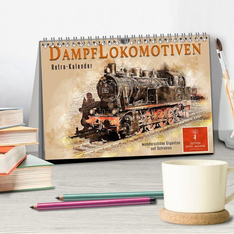 Produktbild: Dampflokomotiven - wundersch&ouml;ne Giganten auf Schienen (Tischkalender 2026 DIN A5 quer), CALVENDO Monatskalender