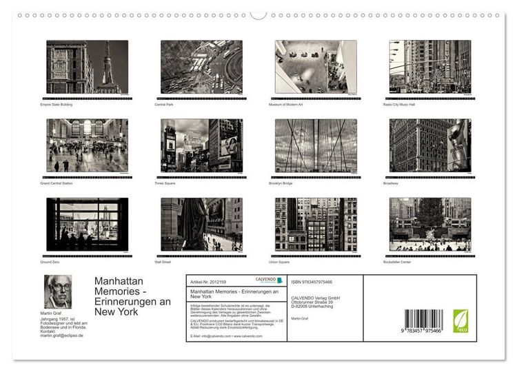 Produktbild: Manhattan Memories - Erinnerungen an New York (hochwertiger Premium Wandkalender 2026 DIN A2 quer), Kunstdruck in Hochglanz