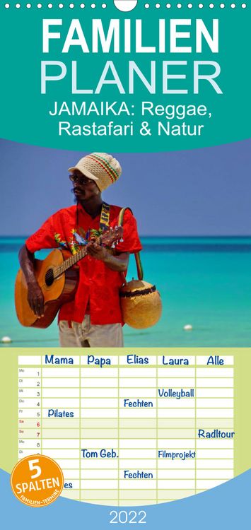Produktbild: Familienplaner JAMAIKA Reggae, Rastafari und Natur. (Wandkalender 2022 , 21 cm x 45 cm, hoch)