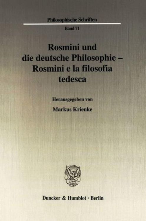 Produktbild: Rosmini und die deutsche Philosophie - Rosmini e la filosofia tedesca.