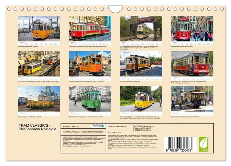Produktbild: TRAM CLASSICS - Stra&szlig;enbahn Nostalgie (Wandkalender 2027 DIN A4 quer), CALVENDO Monatskalender