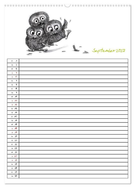 Produktbild: Tieronisch Eulen (hochwertiger Premium Wandkalender 2027 DIN A2 hoch), Kunstdruck in Hochglanz