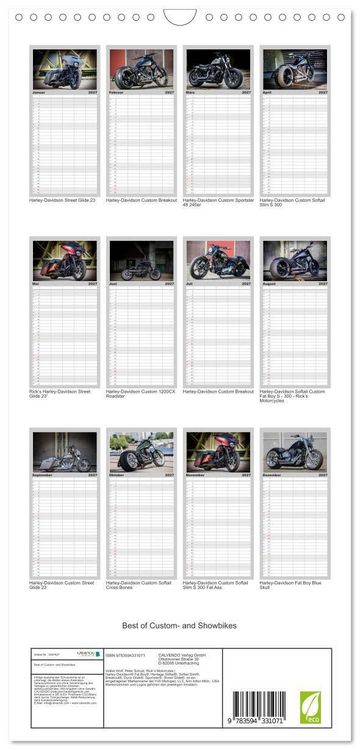 Produktbild: Familienplaner 2027 - Best of Custom- and Showbikes mit 5 Spalten (Wandkalender, 21 x 45 cm) CALVENDO