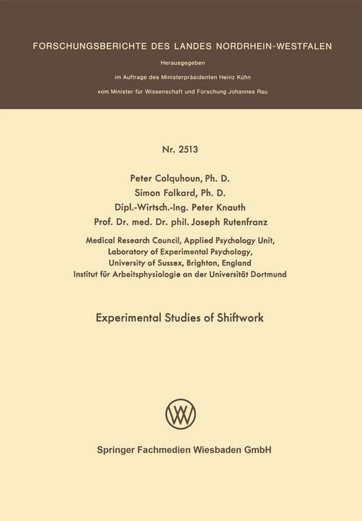 Produktbild: Experimental Studies of Shiftwork
