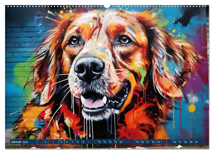 Produktbild: Graffiti Hunde (Wandkalender 2026 DIN A2 quer), CALVENDO Monatskalender