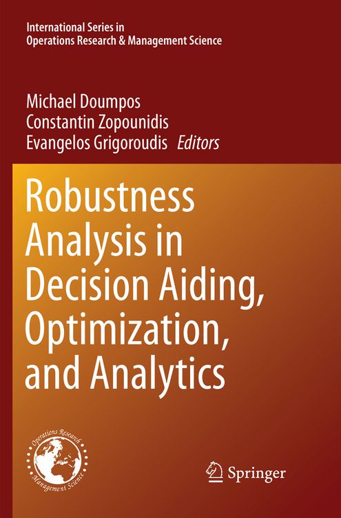 Produktbild: Robustness Analysis in Decision Aiding, Optimization, and Analytics