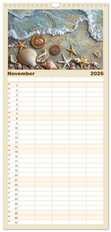 Produktbild: Familienplaner 2026 - Strandgut mit 5 Spalten (Wandkalender, 21 x 45 cm) CALVENDO