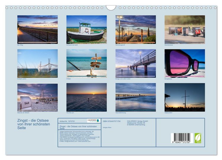 Produktbild: Zingst - die Ostsee von ihrer sch&ouml;nsten Seite (Wandkalender 2026 DIN A3 quer), CALVENDO Monatskalender
