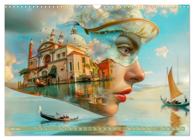 Produktbild: Wundervoll surreale venezianische Szenerien (Wandkalender 2026 DIN A3 quer), CALVENDO Monatskalender