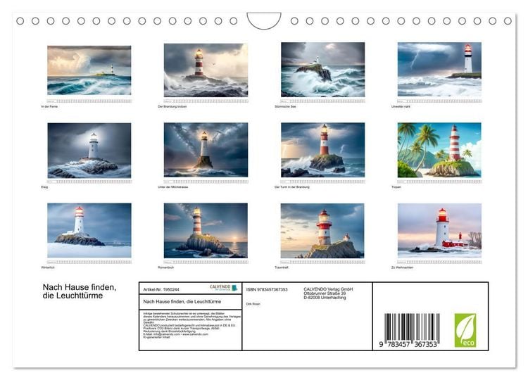 Produktbild: Nach Hause finden, die Leuchtt&uuml;rme (Wandkalender 2026 DIN A4 quer), CALVENDO Monatskalender