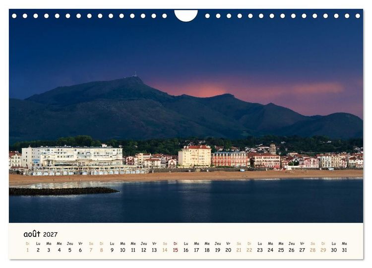 Produktbild: Entre monts et vagues - Une ann&eacute;e au Pays Basque (Calendrier mural 2027 DIN A4 vertical), CALVENDO calendrier mensuel