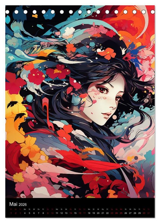 Produktbild: Manga Flower Girls (Tischkalender 2026 DIN A5 hoch), CALVENDO Monatskalender