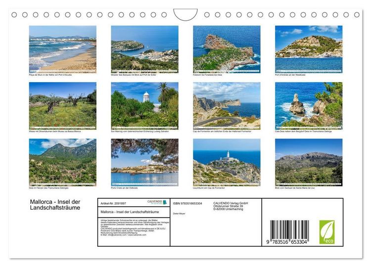 Produktbild: Mallorca - Insel der Landschaftstr&auml;ume (Wandkalender 2026 DIN A4 quer), CALVENDO Monatskalender