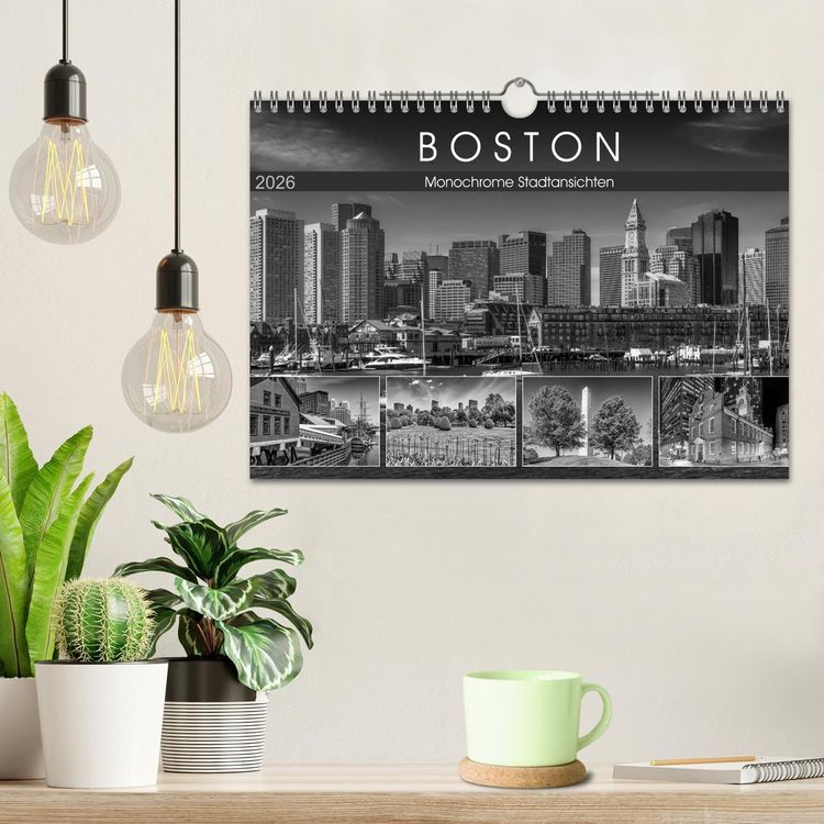 Produktbild: BOSTON Monochrome Stadtansichten (Wandkalender 2026 DIN A4 quer), CALVENDO Monatskalender